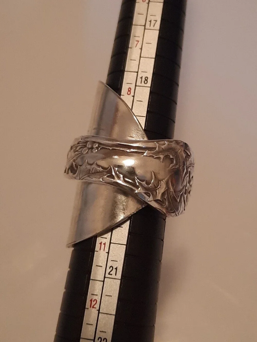 Sterling Silver Floral Spoon-Handle Ring in Silver